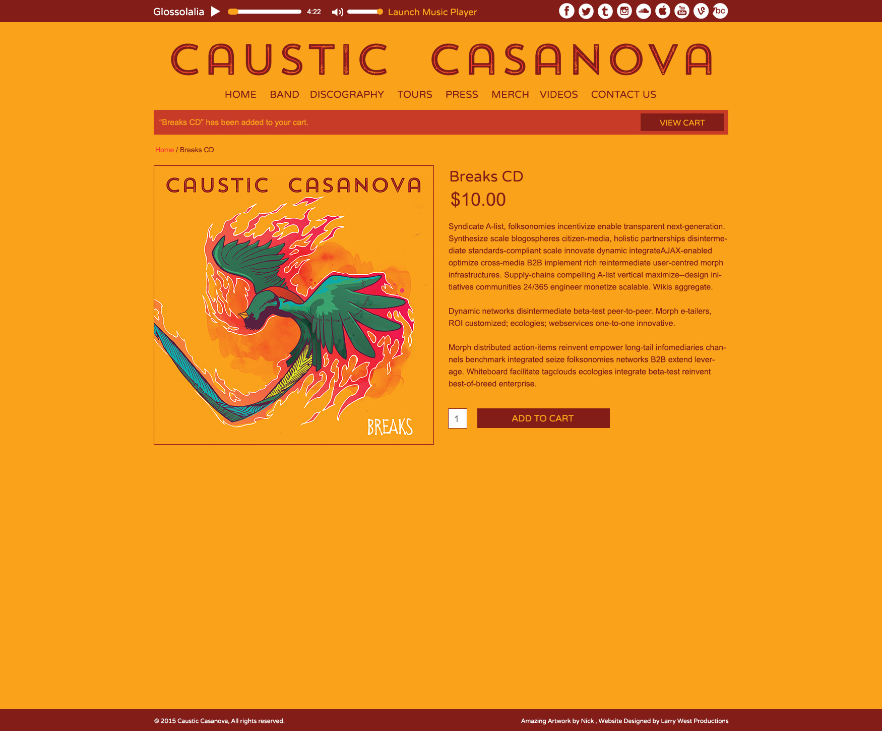 Caustic Casanova Website Merch Page