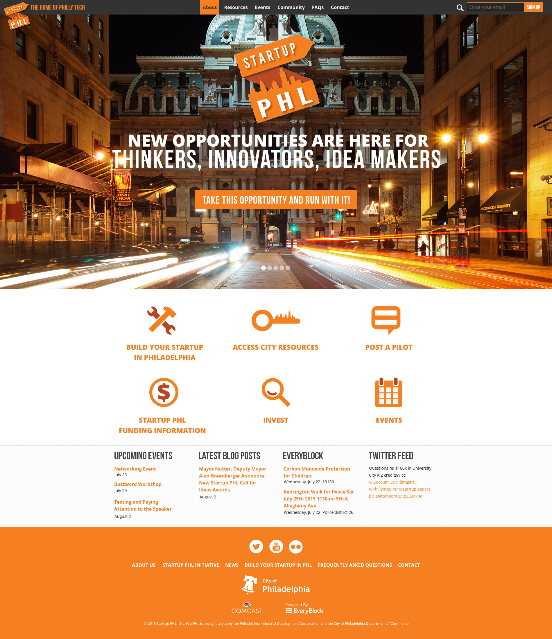 StartUp PHL Website Home Page