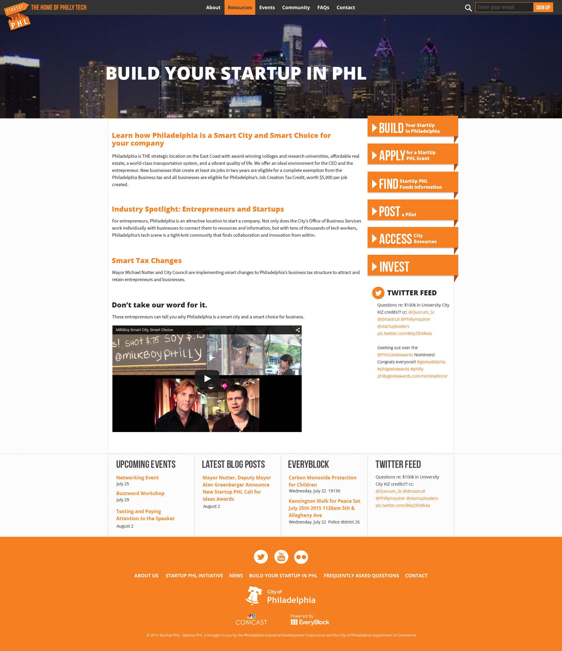StartUp PHL Website Page