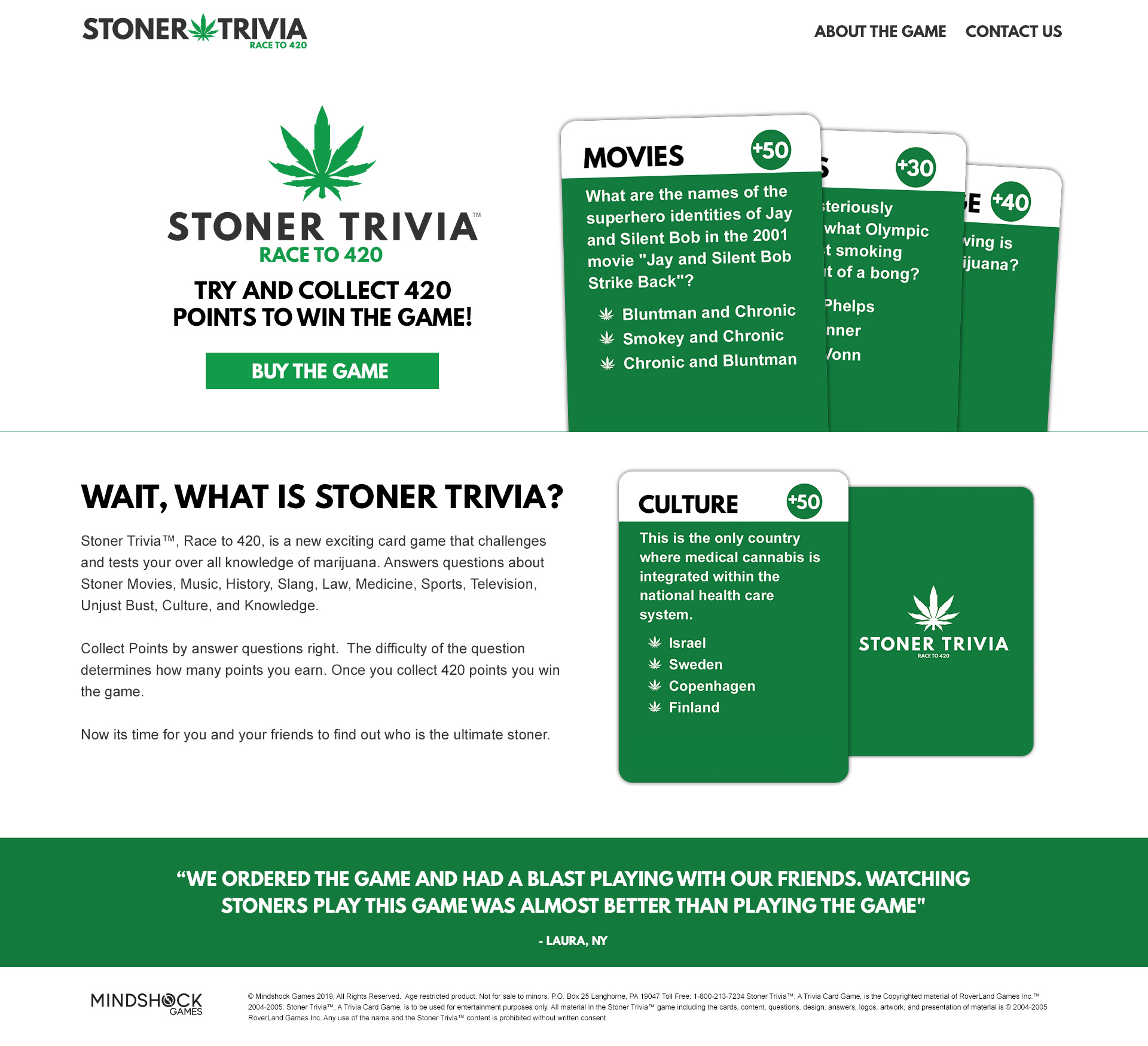 Stoner Trivia Website Design