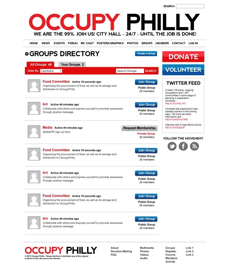 Occupy Philly - Website Design